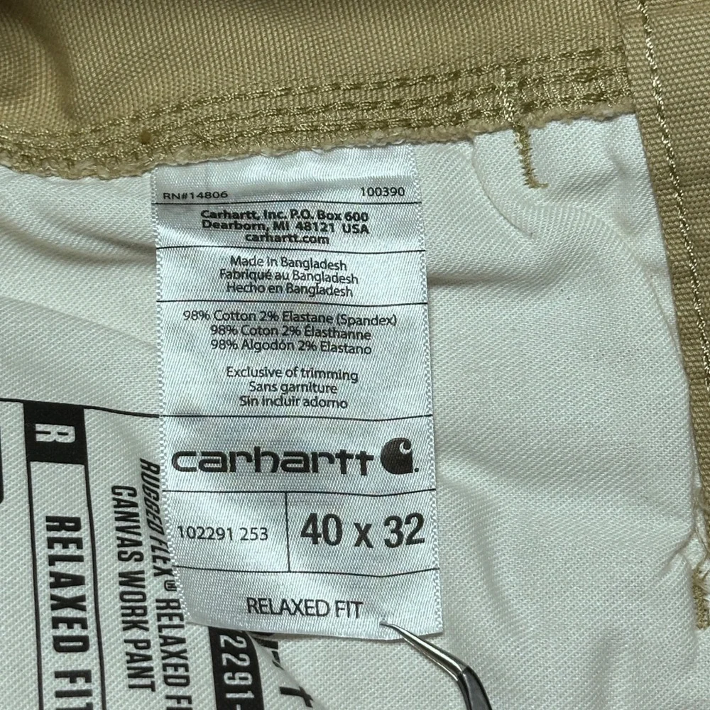 NEW Carhartt Rugged Flex Canvas Work Pants Mens 40x32 Relaxed Fit Tan BN2291-M